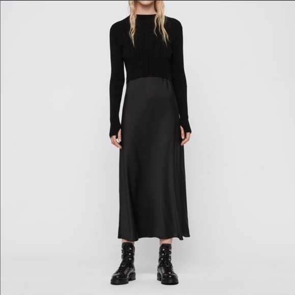 all saints slip dress with jumper